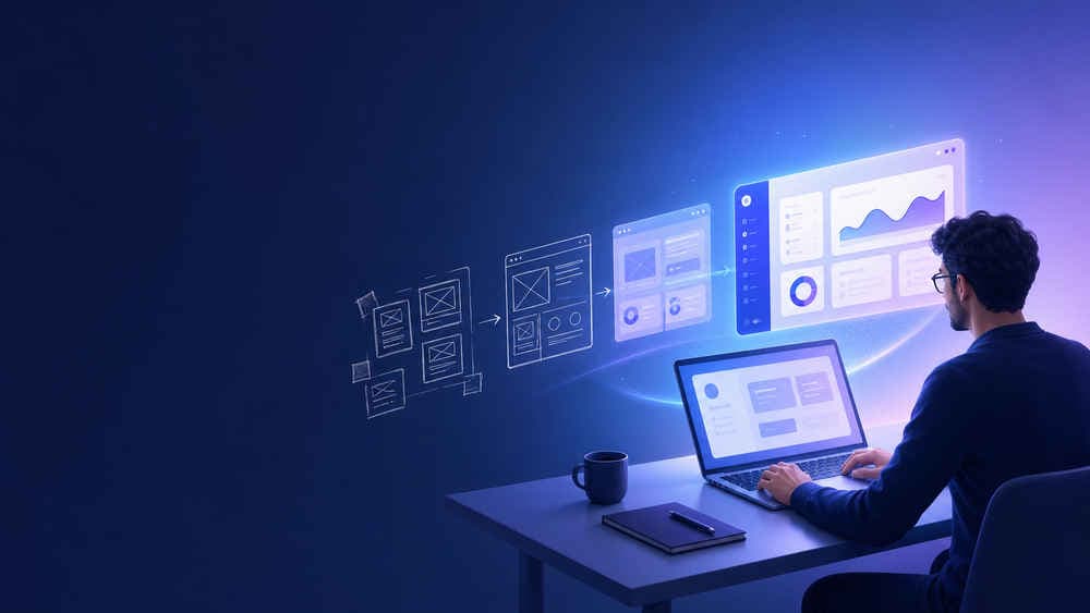 Founder building an MVP, from wireframes to a live product dashboard